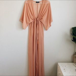 Pink Polka Dot maxi kimono/coverup